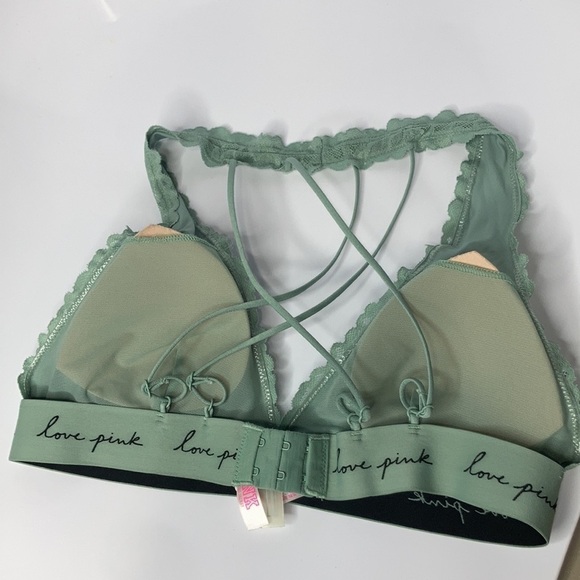Pink Victoria’s Secret Lace Strappy back bralette green size large - Picture 5 of 7